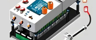 Схема архитектуры автоматизации: датчики, контроллер PLC/MCU, модули ввода-вывода, сеть fieldbus и привод с обратной связью.