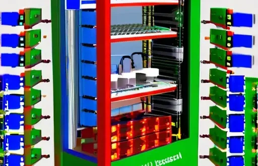 Схема управления автоматизированной системой: PLC, реле, датчики и привод с коммуникационными линиями